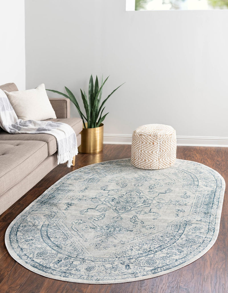 Coastal Haven Collection Area Rug -  Marina Oval Gray  lifestyle 49