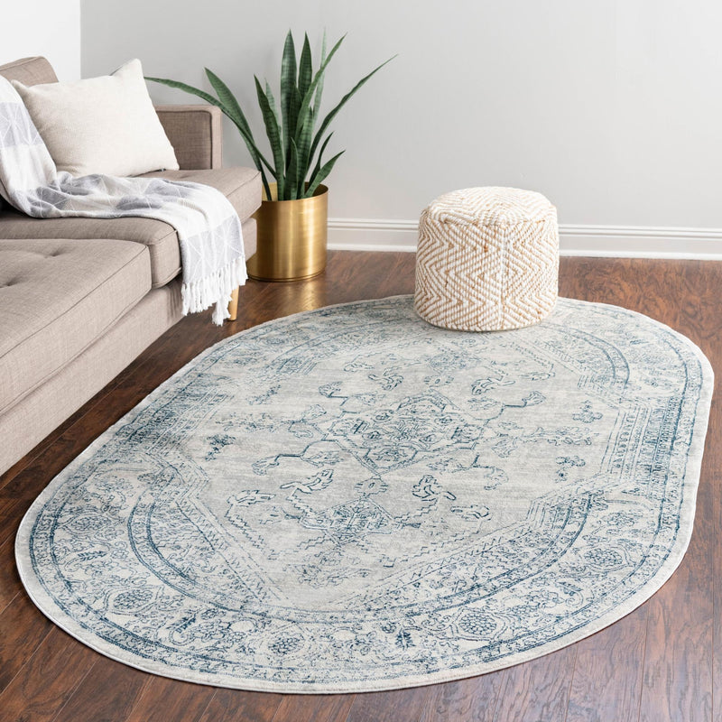 Coastal Haven Collection Area Rug -  Marina Oval Gray  lifestyle 161