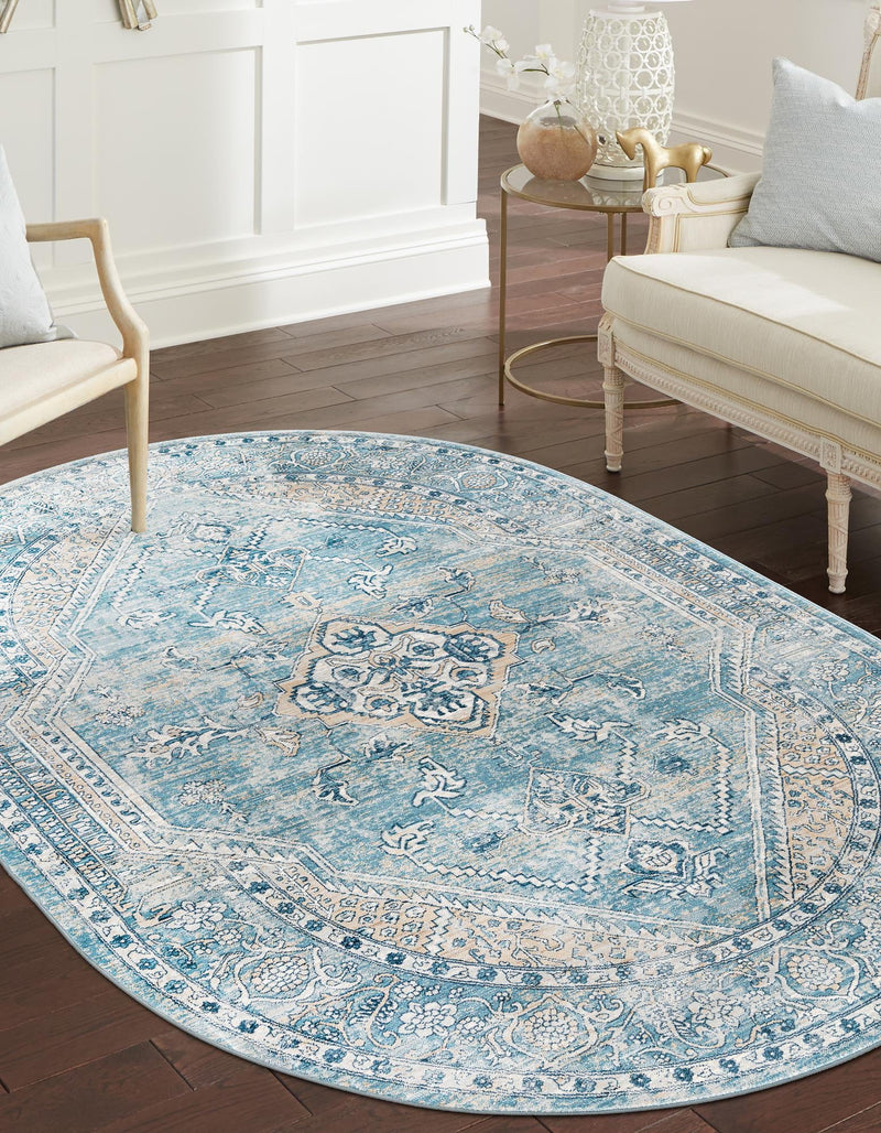 Coastal Haven Collection Area Rug -  Marina Oval Blue  lifestyle 59