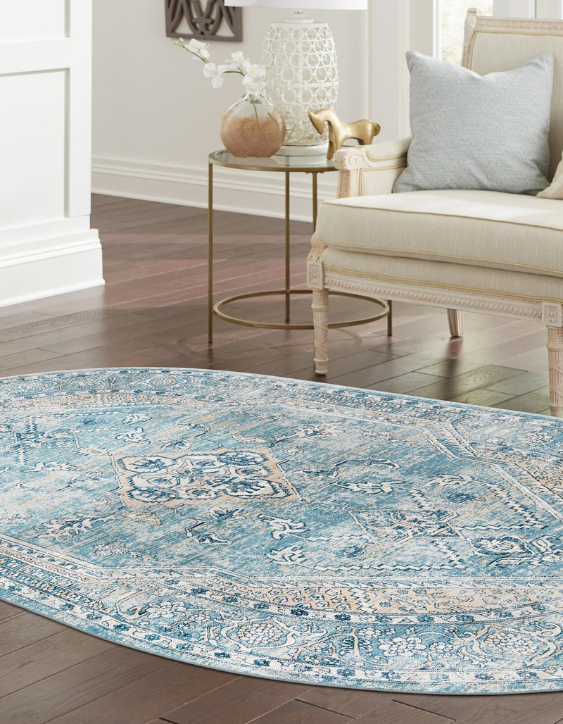 Coastal Haven Collection Area Rug -  Marina Oval Blue  lifestyle 70