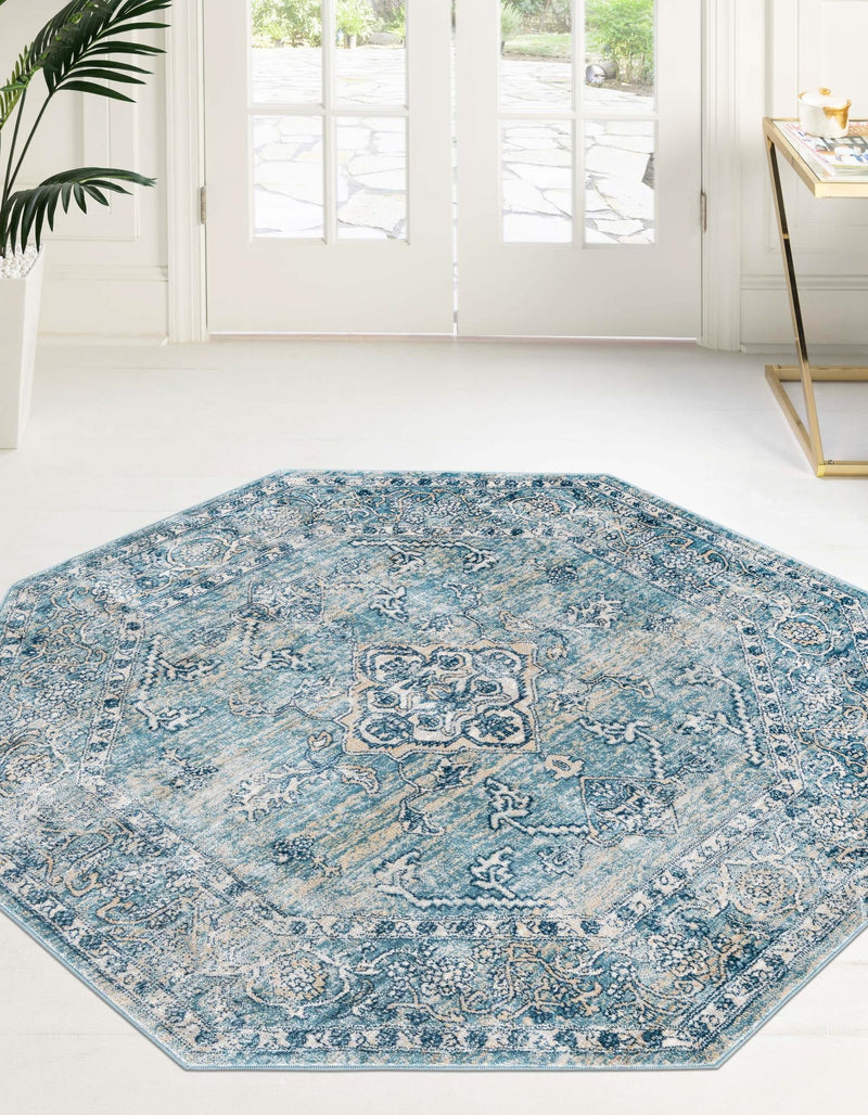 Coastal Haven Collection Area Rug -  Marina Octagon Blue  lifestyle 69