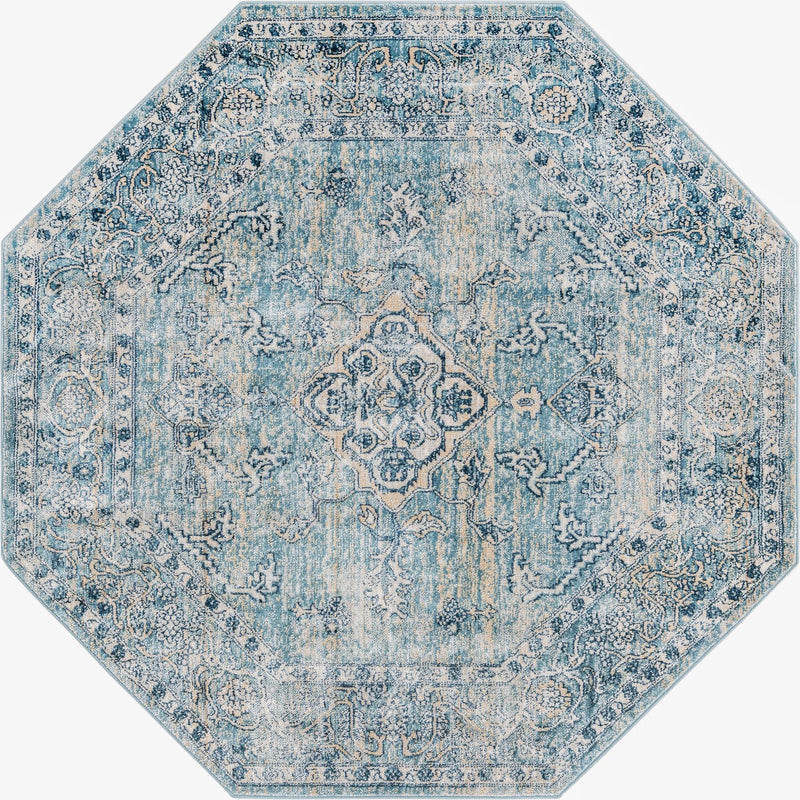 Coastal Haven Collection Area Rug -  Marina Octagon Blue  lifestyle 50