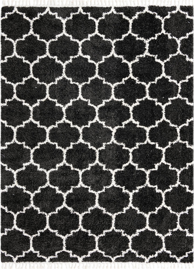 Cozy Cove Shag Collection Area Rug - Marina Rectangle Black and White Main