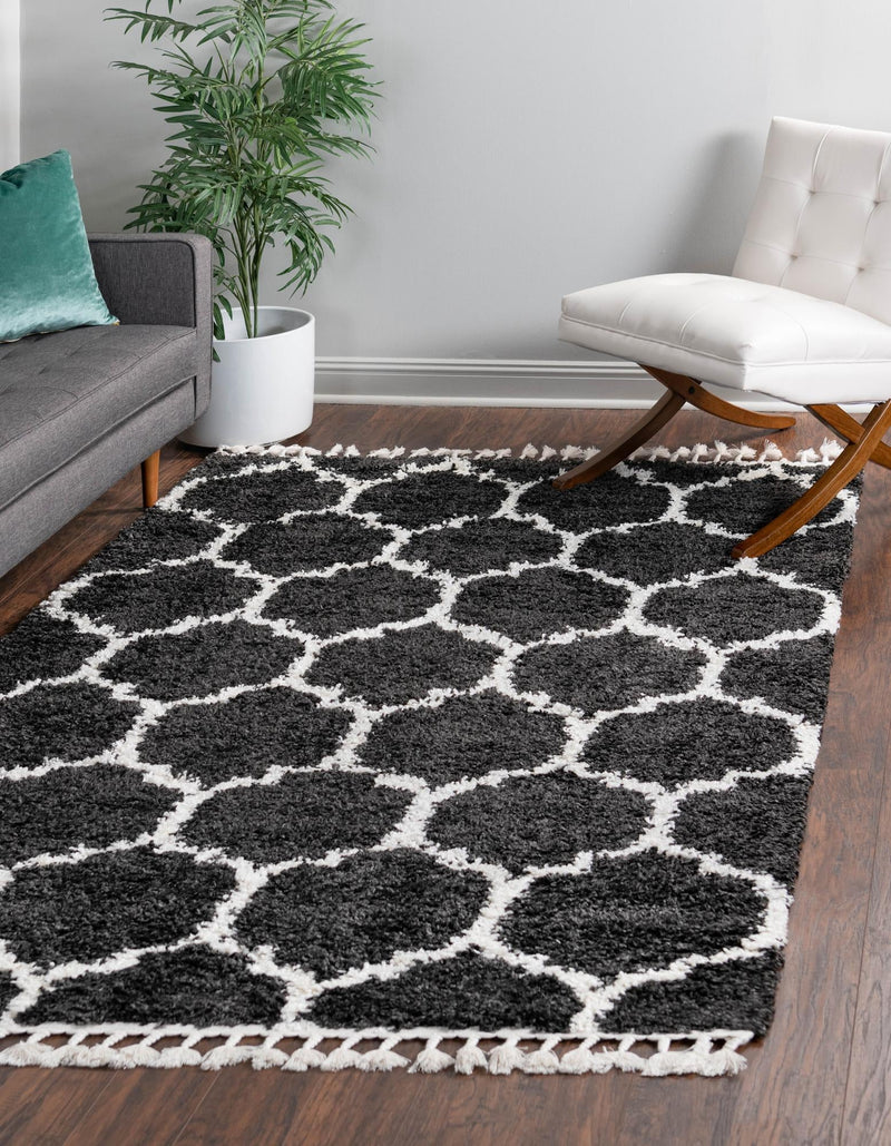 Cozy Cove Shag Collection Area Rug - Marina Rectangle Black and White  lifestyle 3