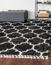 Cozy Cove Shag Collection Area Rug - Marina Square Black and White  lifestyle 93