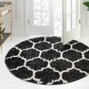 Cozy Cove Shag Collection Area Rug - Marina Round Black and White  lifestyle 98