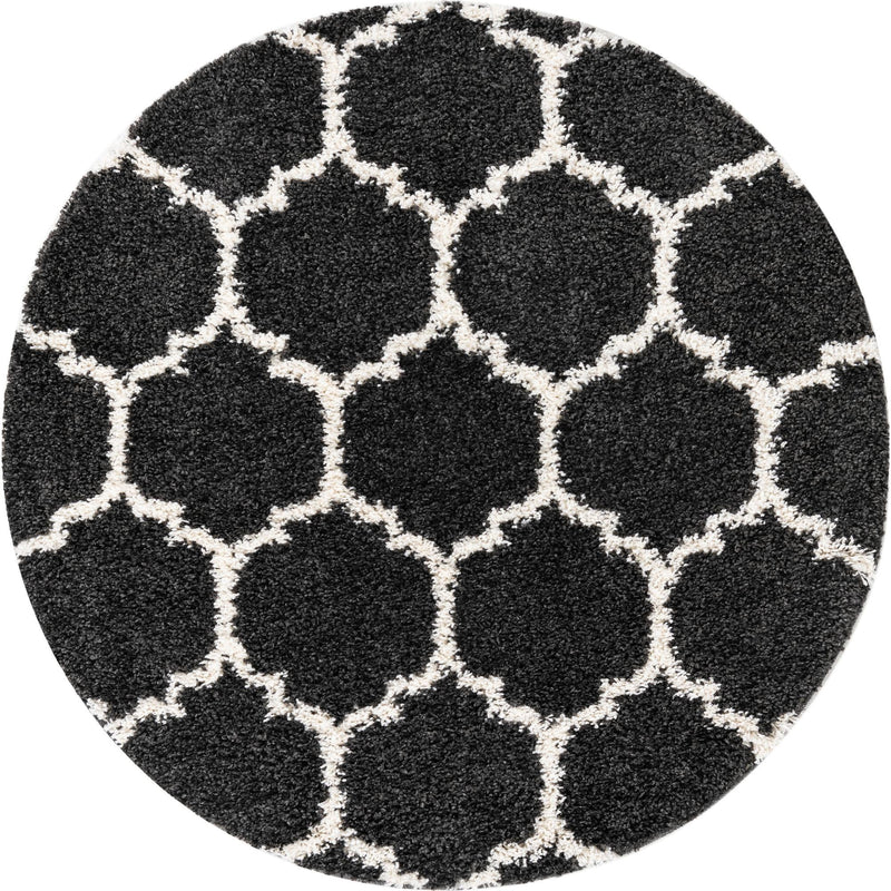 Cozy Cove Shag Collection Area Rug - Marina Round Black and White  lifestyle 30