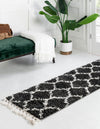 Cozy Cove Shag Collection Area Rug - Marina Runner Black and White  lifestyle 41