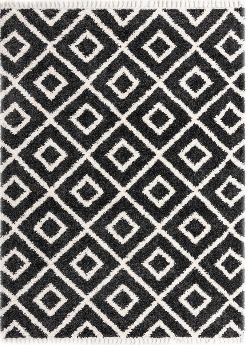 Cozy Cove Shag Collection Area Rug -  Dunes Rectangle Black and White  lifestyle 4