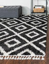 Cozy Cove Shag Collection Area Rug -  Dunes Square Black and White  lifestyle 53