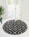 Cozy Cove Shag Collection Area Rug -  Dunes Round Black and White  lifestyle 54