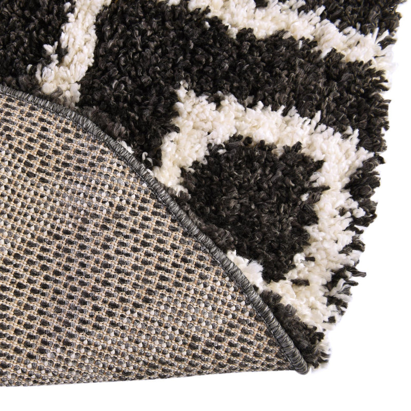 Cozy Cove Shag Collection Area Rug -  Dunes Round Black and White  lifestyle 95