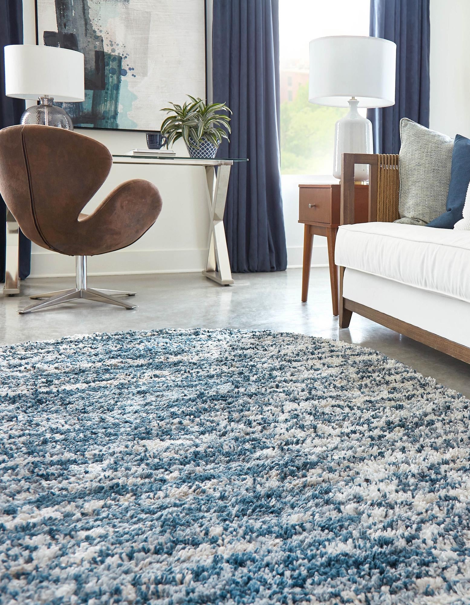 Tranquil Tides Shag Collection Area Rug - Marina