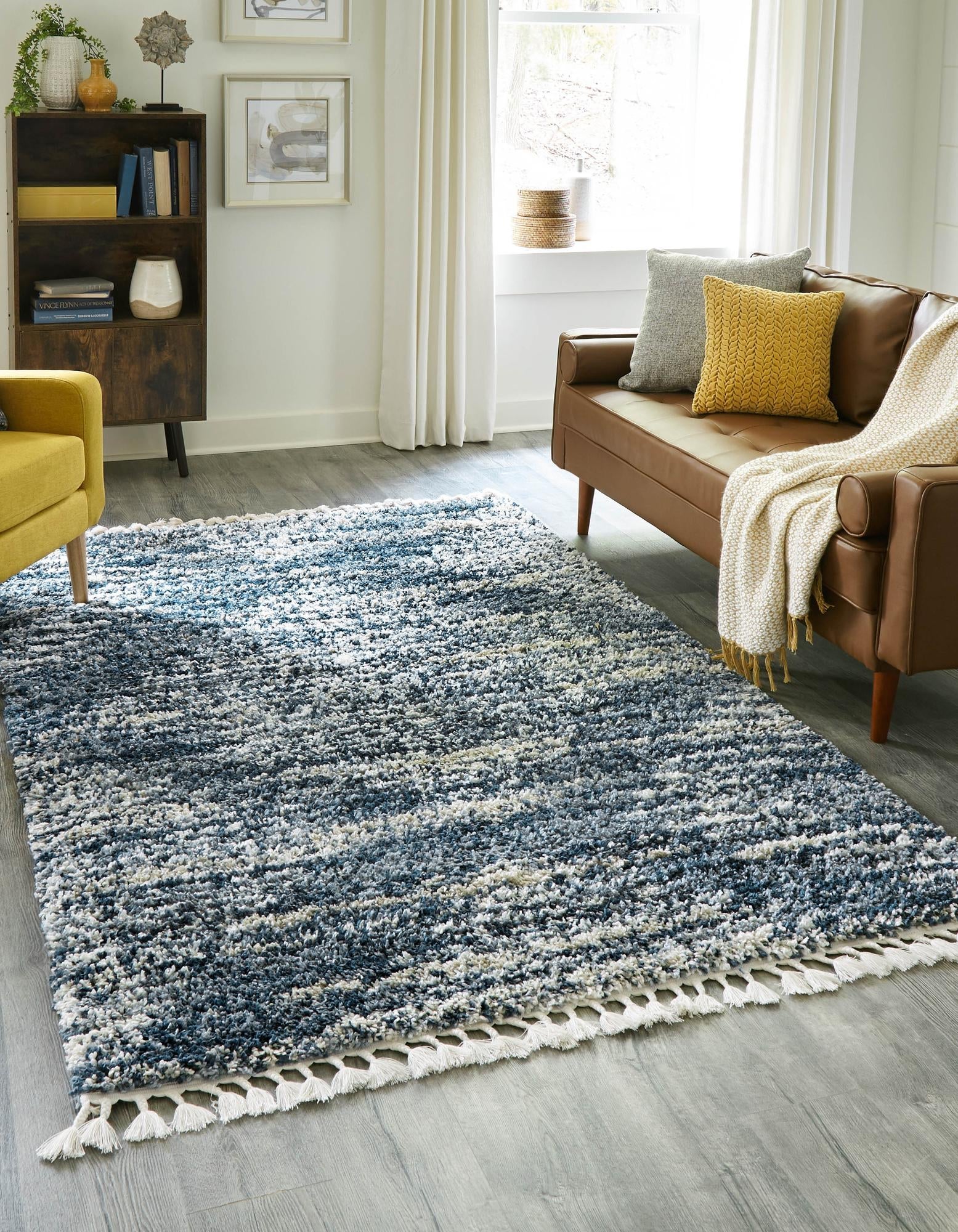 Tranquil Tides Shag Collection Area Rug -  Azure