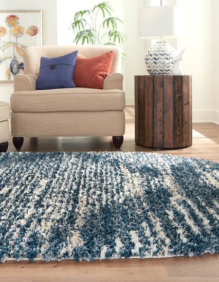 Tranquil Tides Shag Collection Area Rug -  Azure