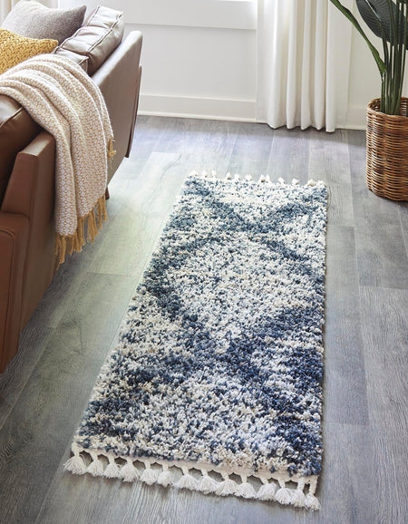 Tranquil Tides Shag Collection Area Rug -  Azure