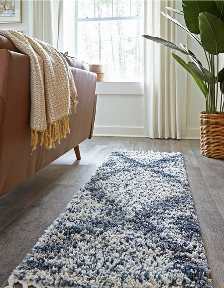 Tranquil Tides Shag Collection Area Rug -  Azure