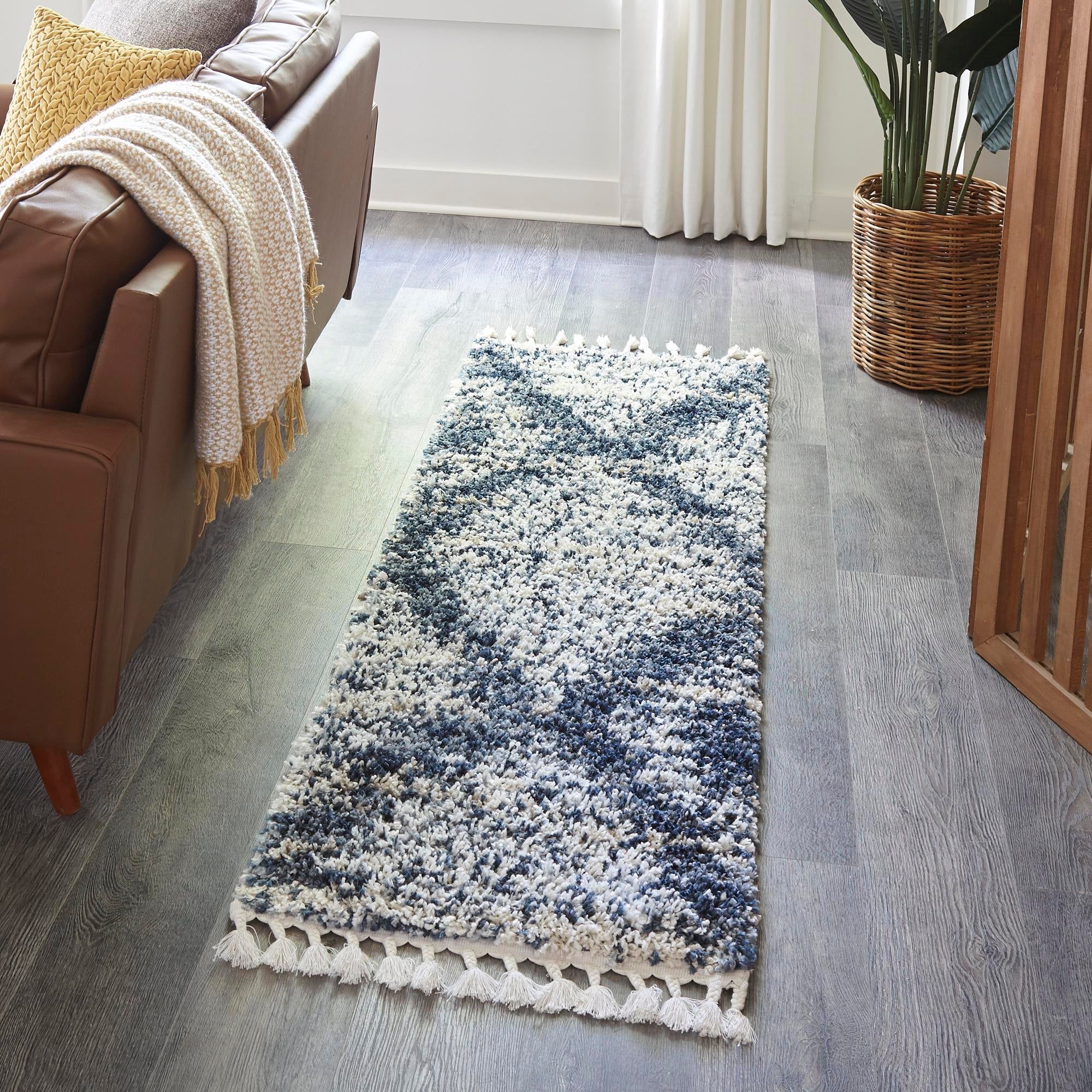 Tranquil Tides Shag Collection Area Rug -  Azure