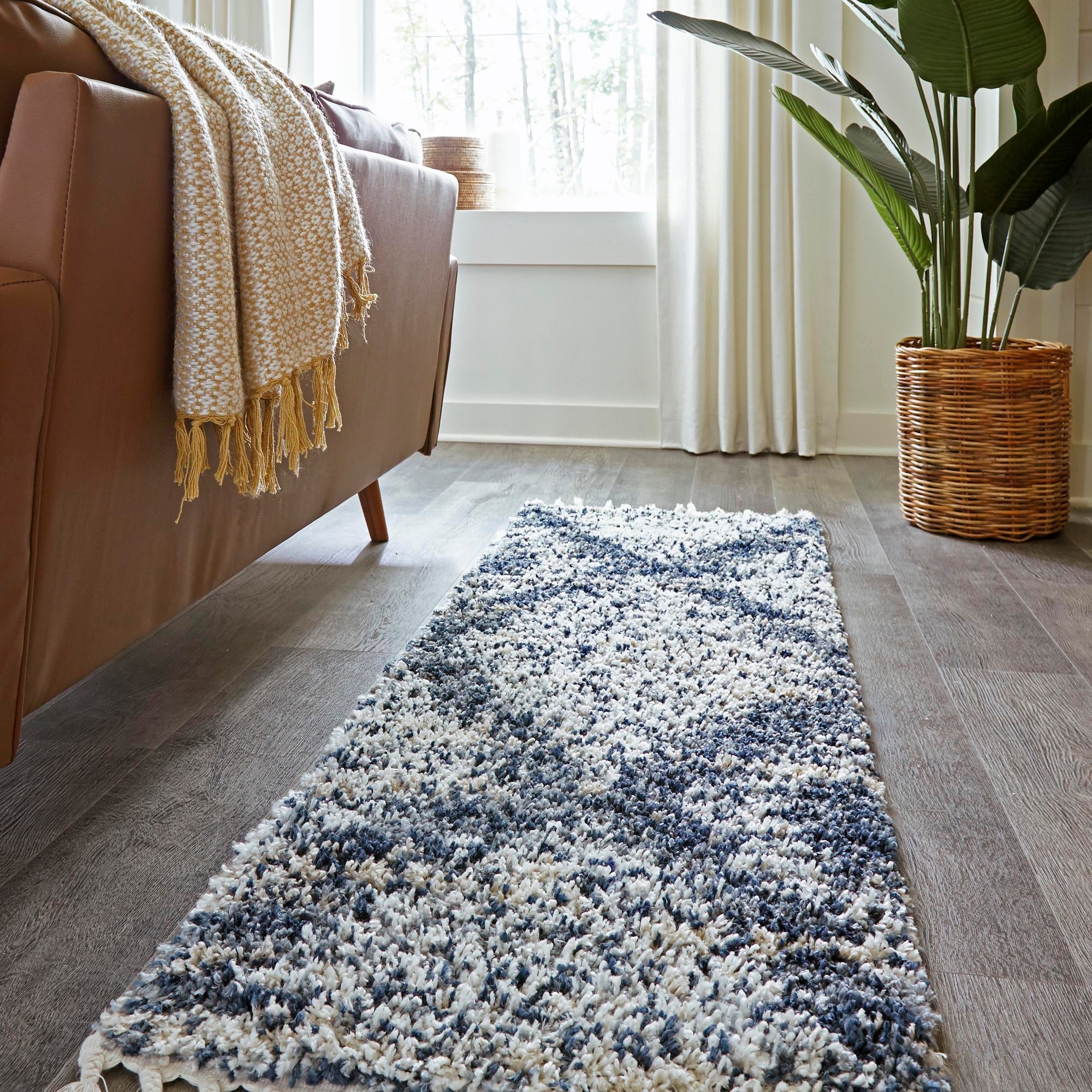 Tranquil Tides Shag Collection Area Rug -  Azure