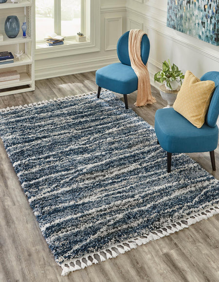 Tranquil Tides Shag Collection Area Rug -  Frost