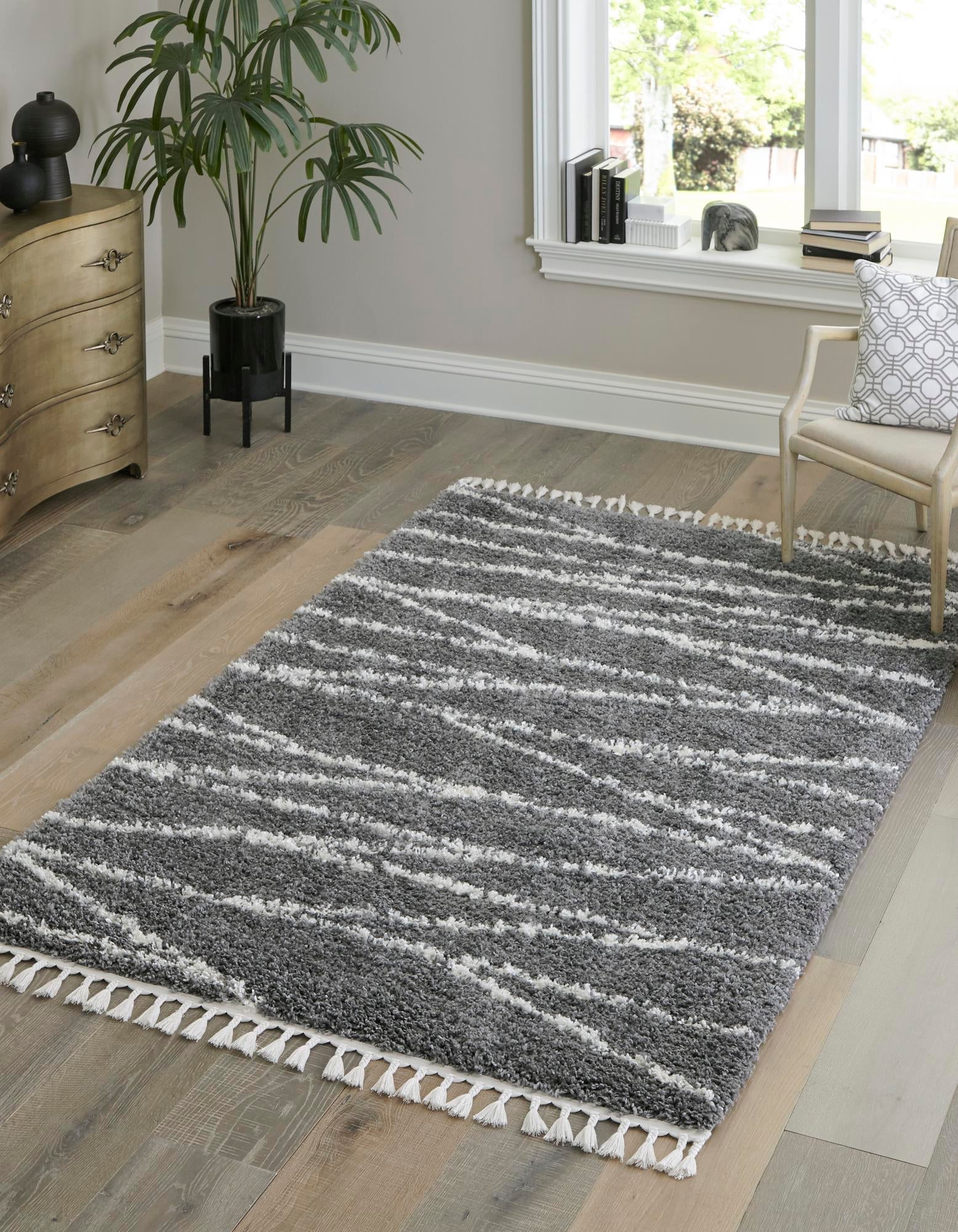 Tranquil Tides Shag Collection Area Rug -  Frost