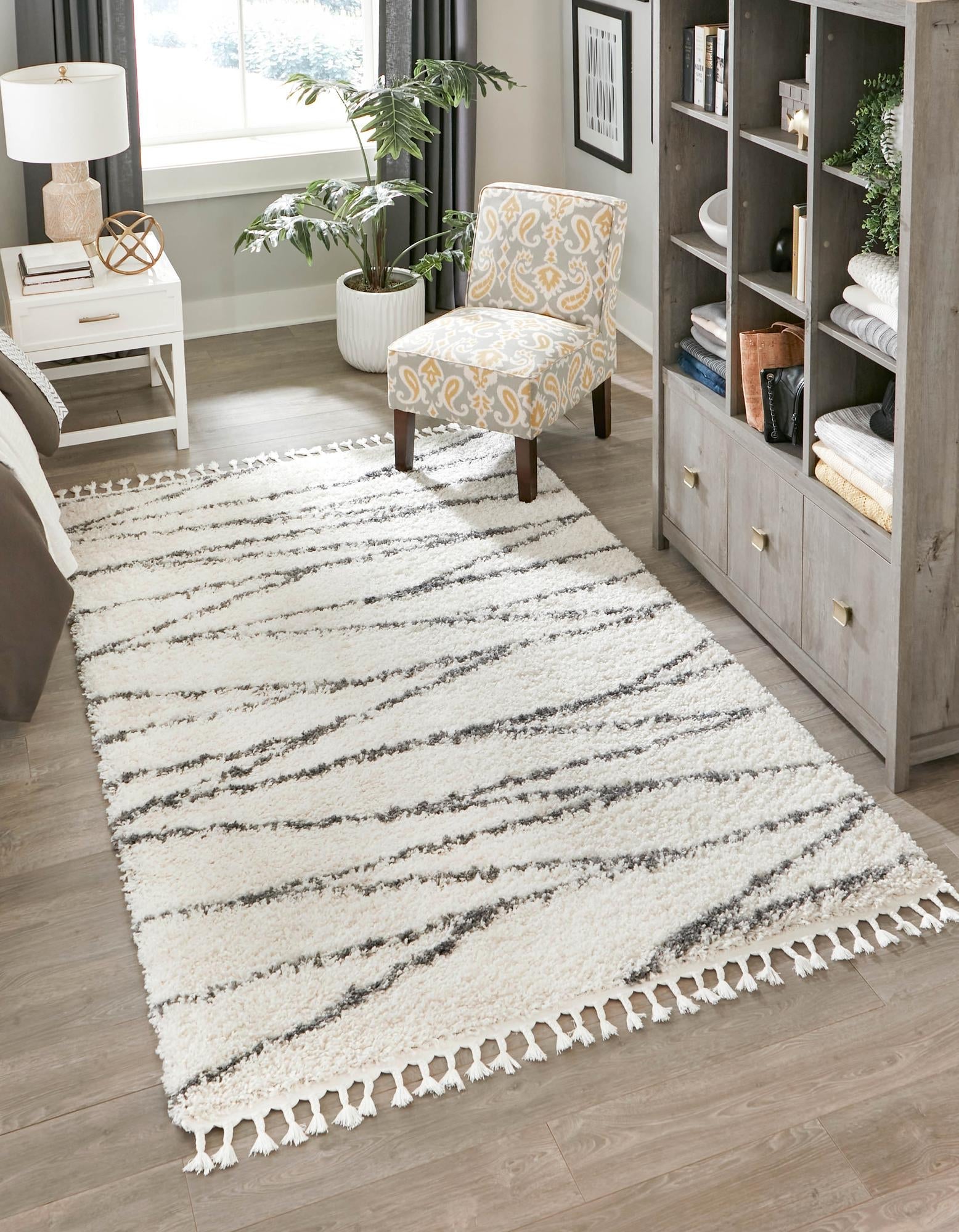 Tranquil Tides Shag Collection Area Rug -  Frost