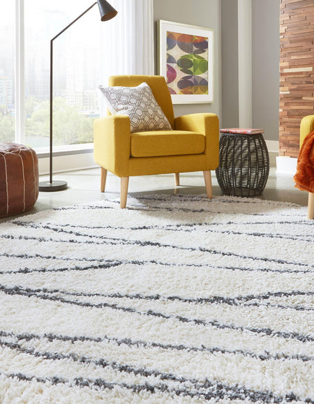 Tranquil Tides Shag Collection Area Rug -  Frost