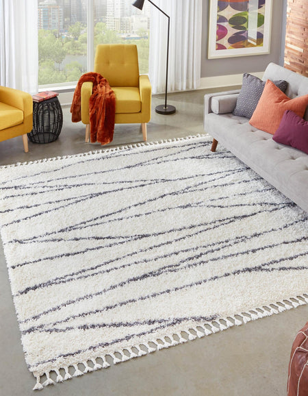 Tranquil Tides Shag Collection Area Rug -  Frost