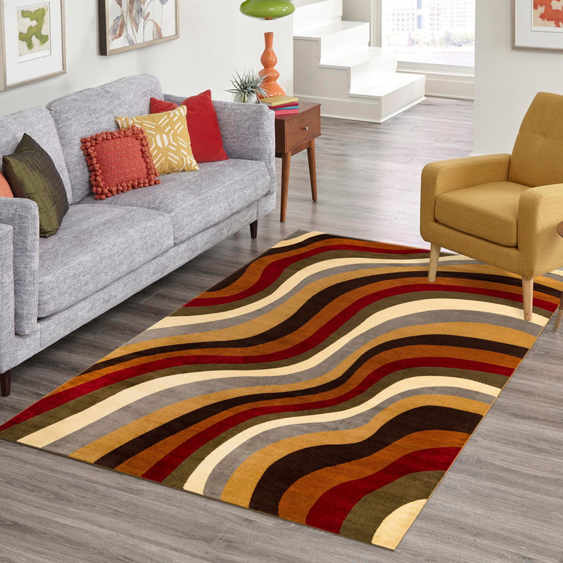 Bistro Lounge Collection Area Rug - Espresso Rectangle Multi  lifestyle 14