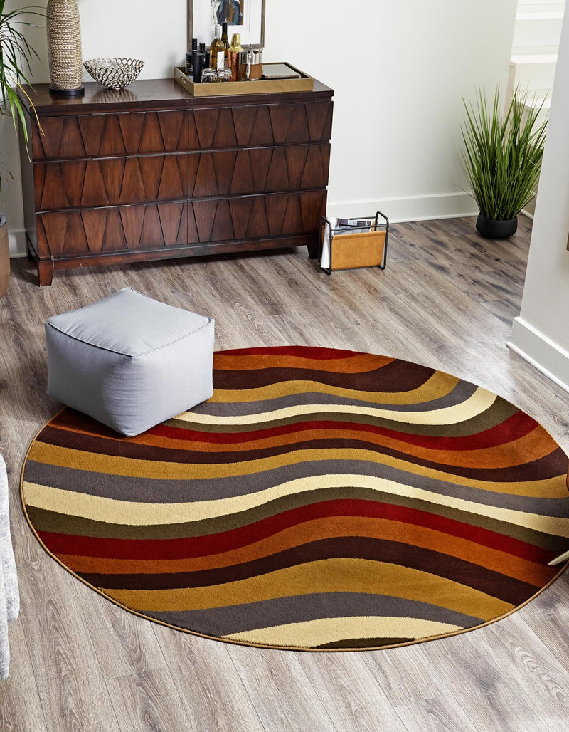 Bistro Lounge Collection Area Rug - Espresso Round Multi  lifestyle 21