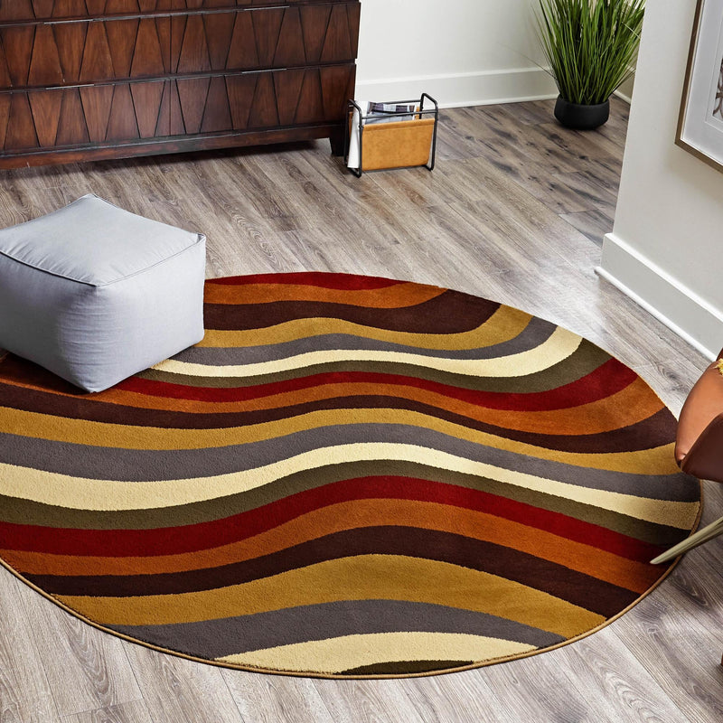 Bistro Lounge Collection Area Rug - Espresso Round Multi  lifestyle 81