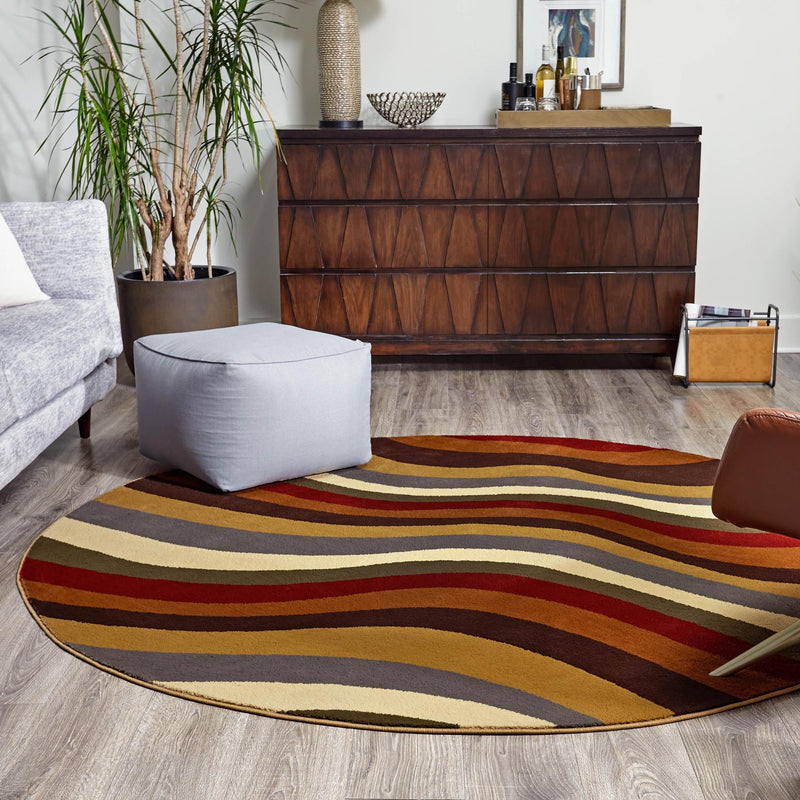 Bistro Lounge Collection Area Rug - Espresso Round Multi  lifestyle 86