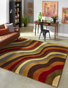 Bistro Lounge Collection Area Rug - Espresso Square Multi  lifestyle 22