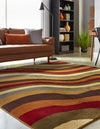 Bistro Lounge Collection Area Rug - Espresso Square Multi  lifestyle 27