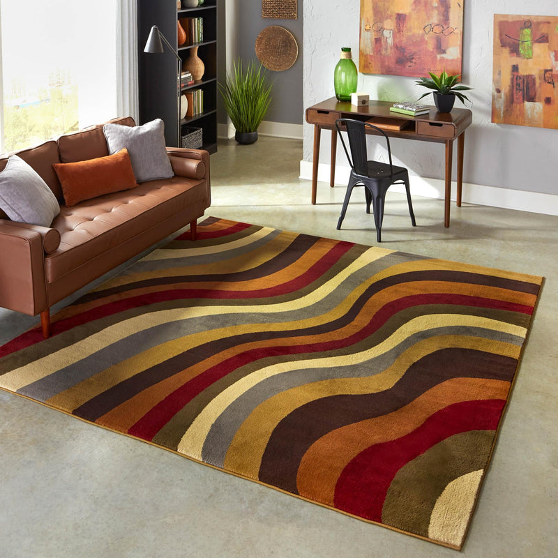 Bistro Lounge Collection Area Rug - Espresso Square Multi  lifestyle 82