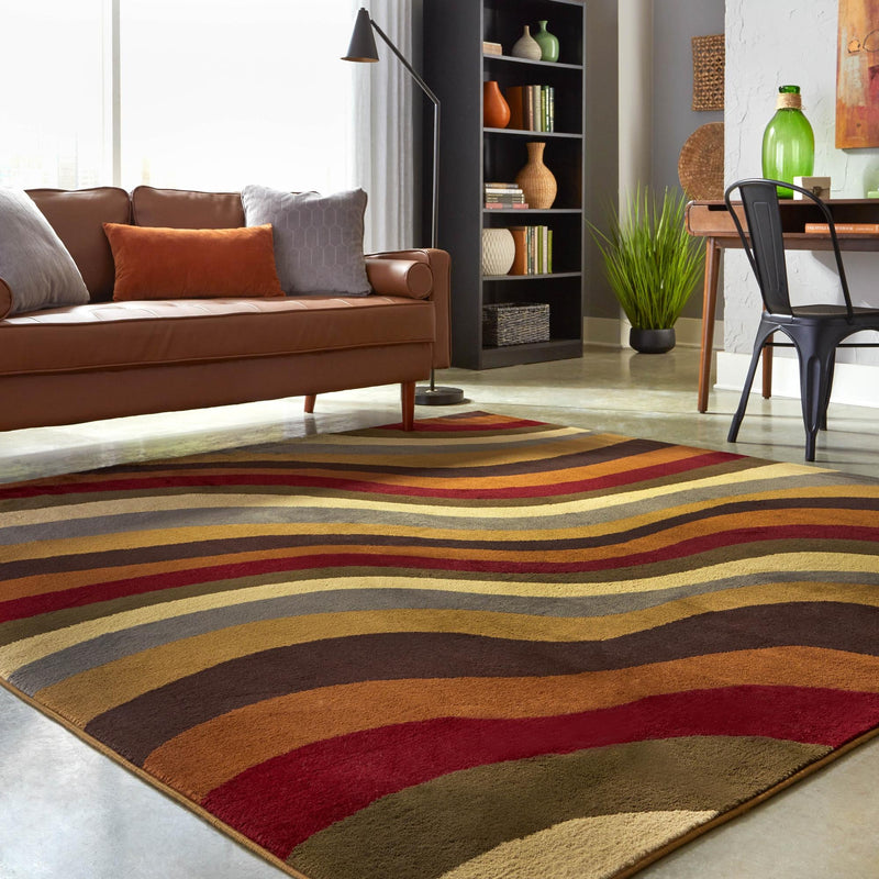 Bistro Lounge Collection Area Rug - Espresso Square Multi  lifestyle 87