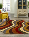 Bistro Lounge Collection Area Rug - Espresso Octagon Multi  lifestyle 28