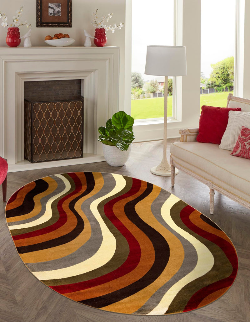 Bistro Lounge Collection Area Rug - Espresso Oval Multi  lifestyle 24