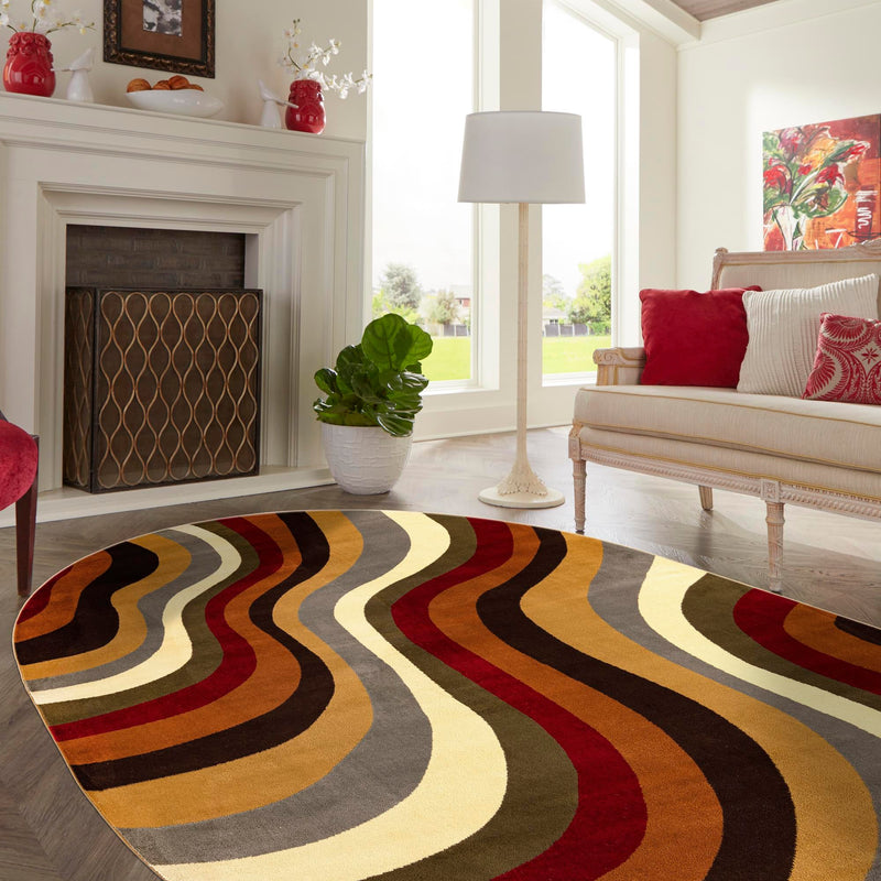 Bistro Lounge Collection Area Rug - Espresso Oval Multi  lifestyle 89