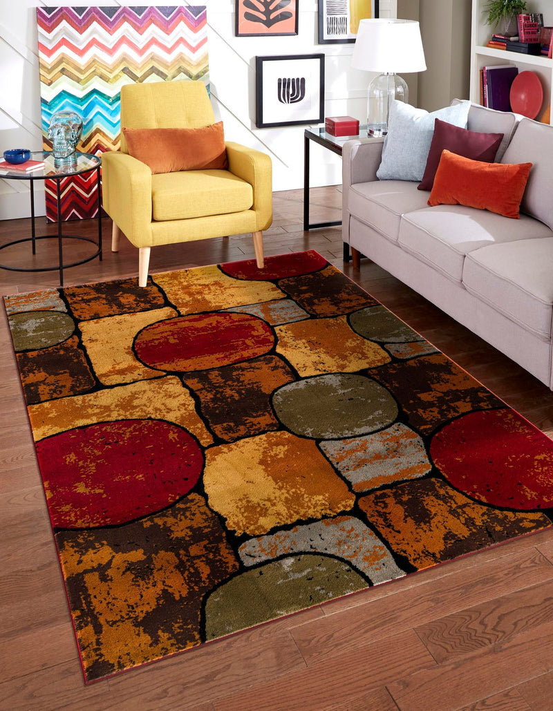 Bistro Lounge Collection Area Rug -  Cappuccino Rectangle Multi  lifestyle 2