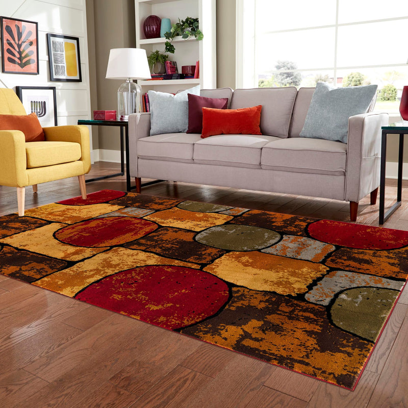 Bistro Lounge Collection Area Rug -  Cappuccino Rectangle Multi  lifestyle 17