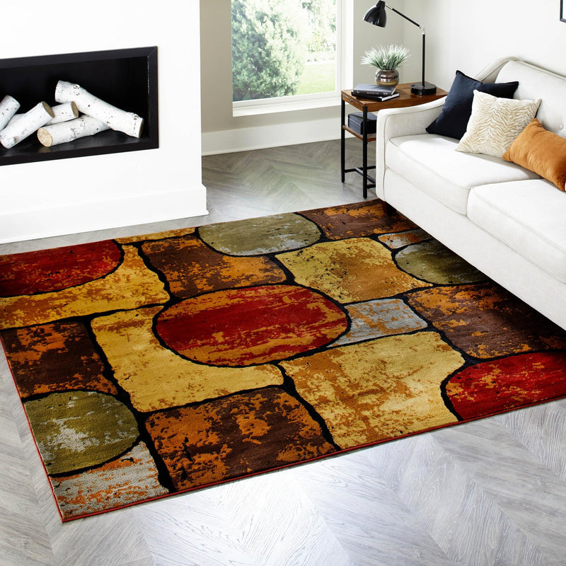 Bistro Lounge Collection Area Rug -  Cappuccino Square Multi  lifestyle 84