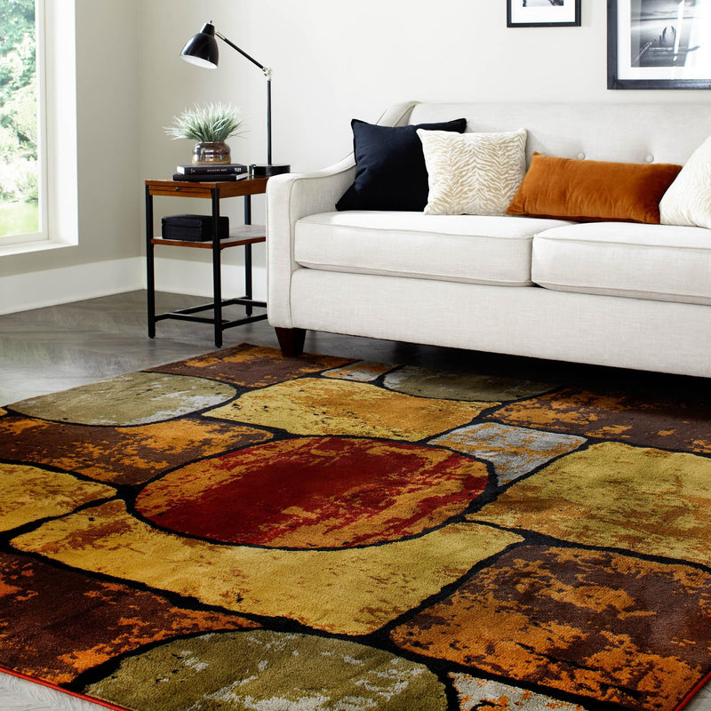 Bistro Lounge Collection Area Rug -  Cappuccino Square Multi  lifestyle 89