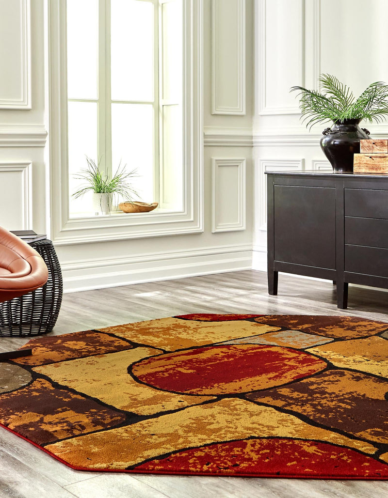 Bistro Lounge Collection Area Rug -  Cappuccino Octagon Multi  lifestyle 30