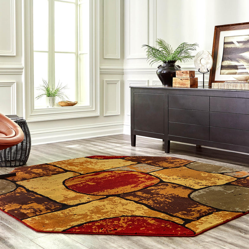 Bistro Lounge Collection Area Rug -  Cappuccino Oval Multi  lifestyle 90