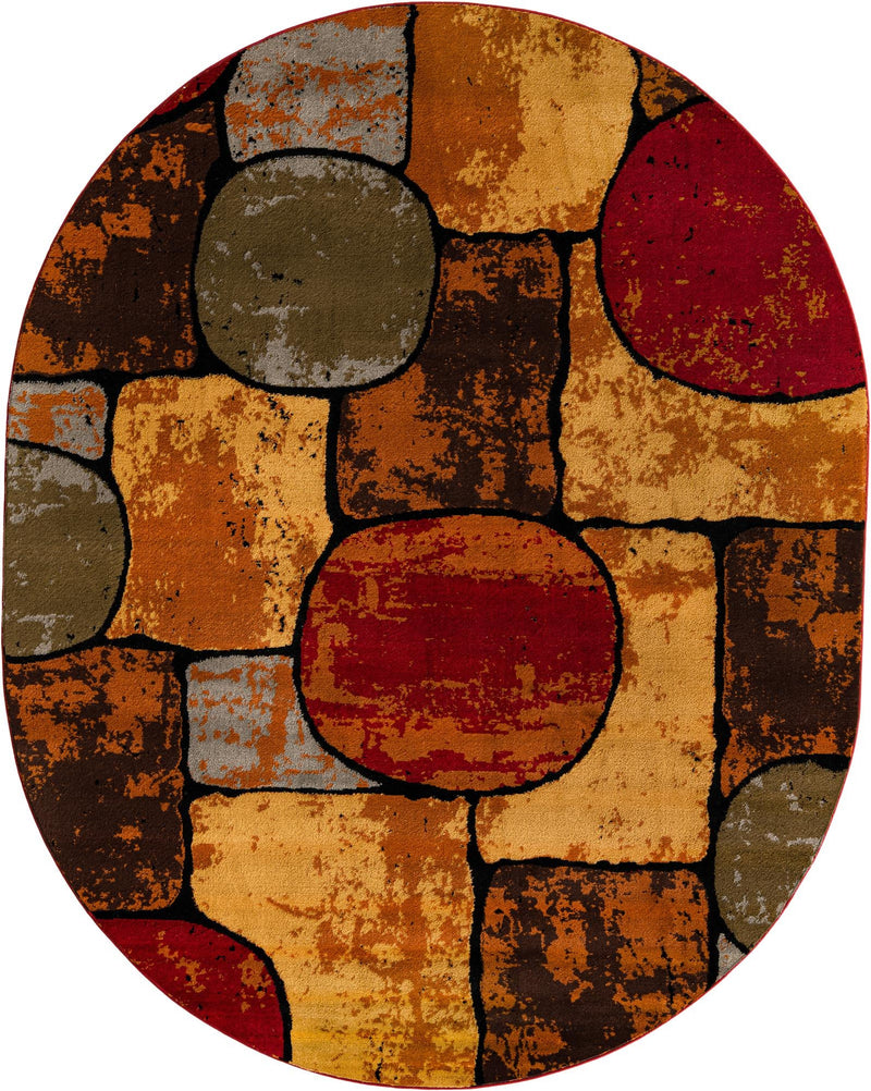 Bistro Lounge Collection Area Rug -  Cappuccino Oval Multi  lifestyle 21