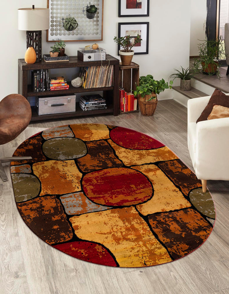 Bistro Lounge Collection Area Rug -  Cappuccino Oval Multi  lifestyle 26