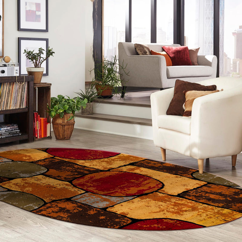 Bistro Lounge Collection Area Rug -  Cappuccino Oval Multi  lifestyle 91