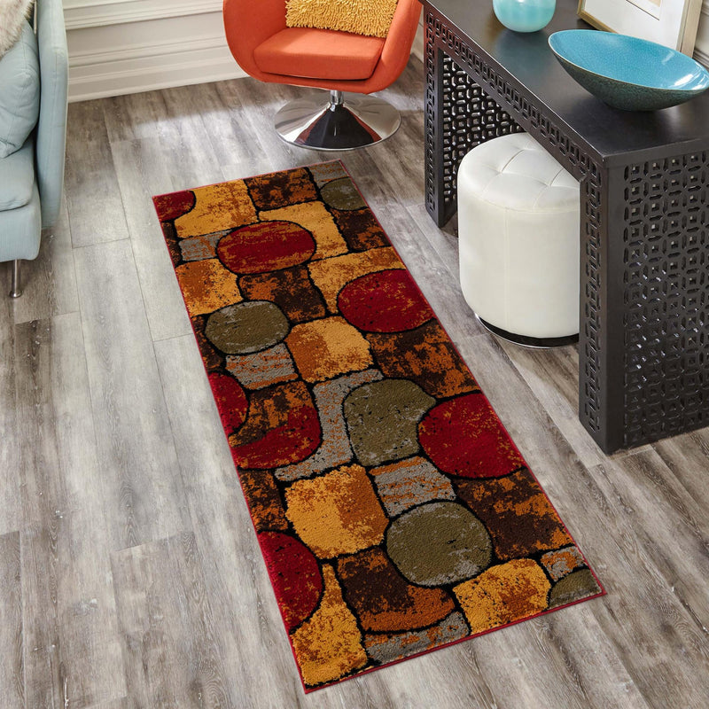 Bistro Lounge Collection Area Rug -  Cappuccino Runner Multi  lifestyle 87