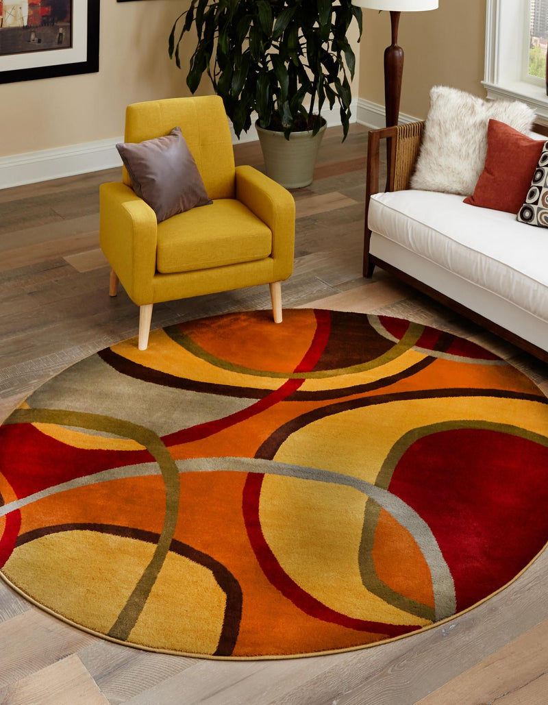 Bistro Lounge Collection Area Rug -  Macchiato Round Multi  lifestyle 21